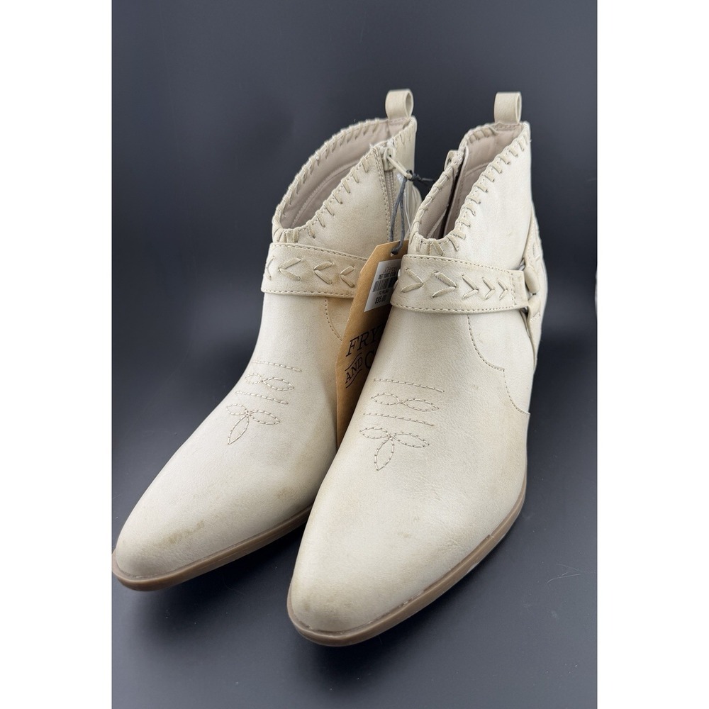NWT Women's Frye and Co Palma Western Ankle Boots Cowgirl Cream Size 11M